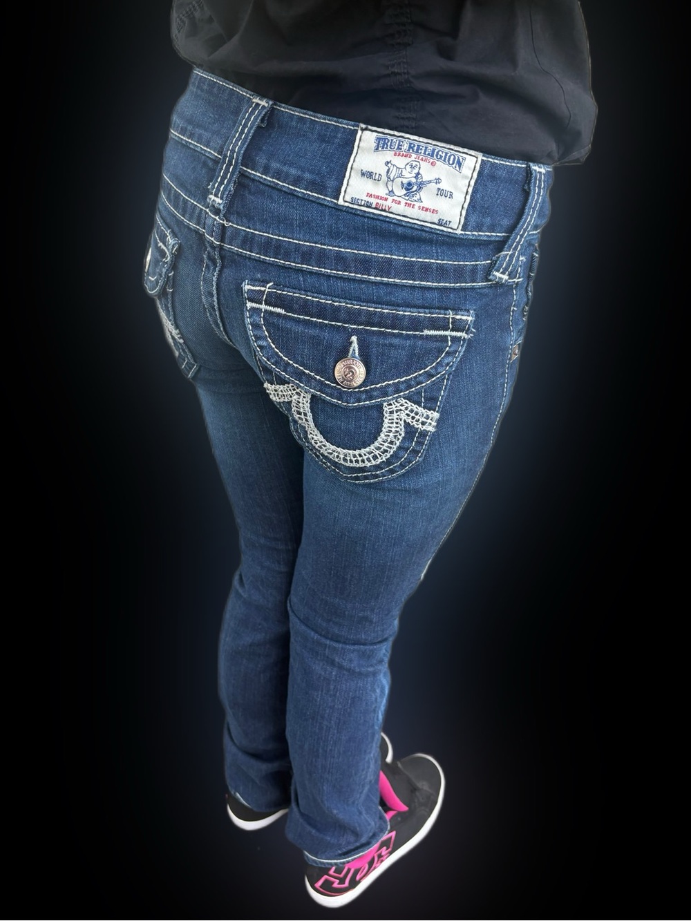 True Religion Blue Denim low waisted straight leg jeans - Picture 4 of 8